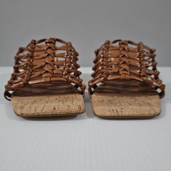 NEW Marc Fisher LTD Colica Sandal Womens 8.5 Brown Cork Knotted Block Heel - Picture 4 of 12